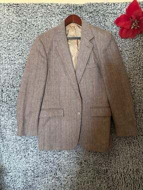 Moore's Men's Brown Herringbone Donegal Tweed Sport Coat Blazer Size 38R
